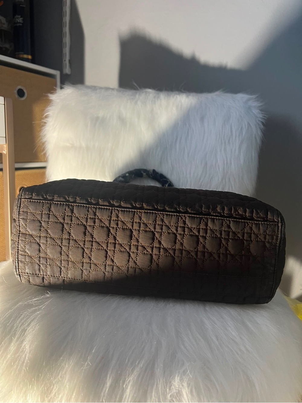 Vintage Lady Dior Quilted Black Satchel with Gold Accent Charms - Picture 4 of 16